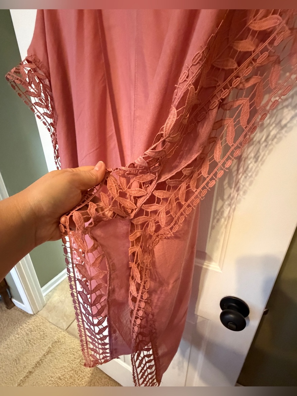 Cato Kimonos *Set of 2* Dusty Rose With Lace Accents & Cream With Embroidery OS - Picture 5 of 16